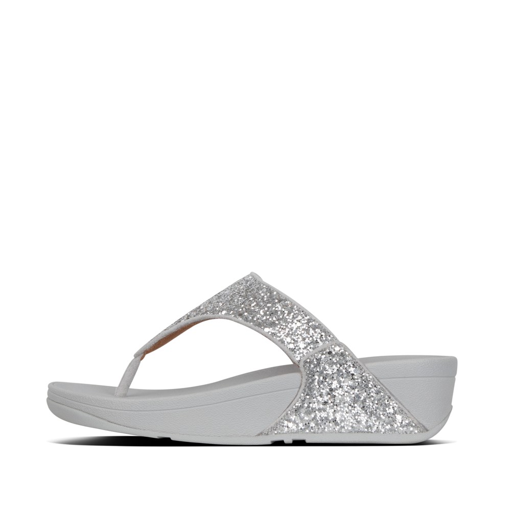 Fitflop Womens Sandals Silver - Lulu Glitter Toe-post - 03ICXBQLT